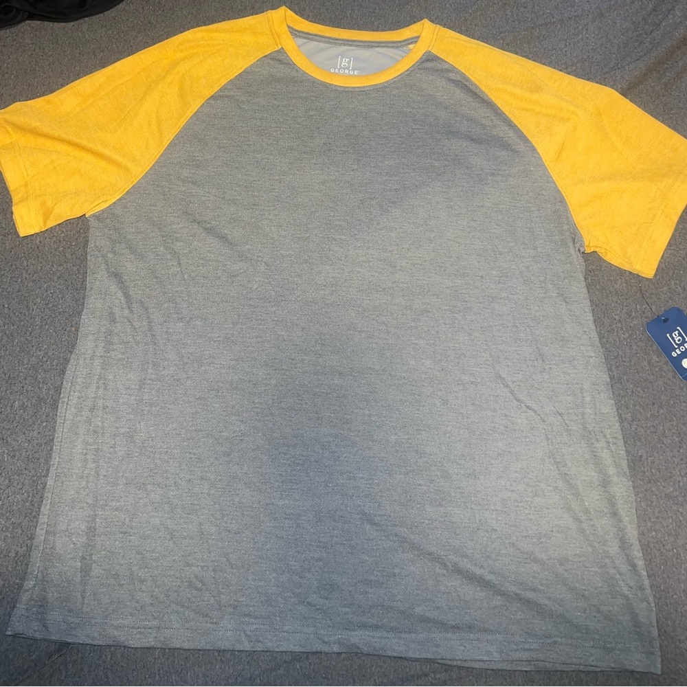 George Men's Yellow and Gray Raglan Tee